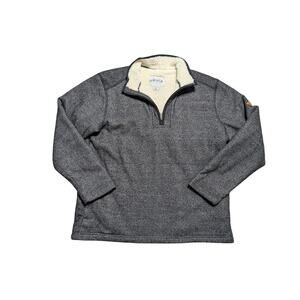 ORVIS  Men's Sherpa lined, 1/4 zip pullover; dark Gray sweater/sweatshirt